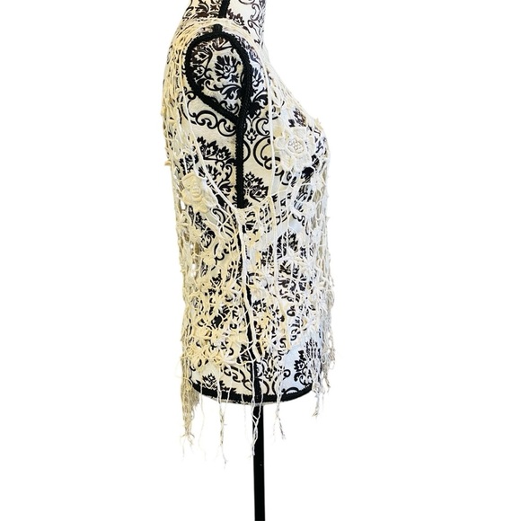 Room Mates Women’s Ivory Cotton Beach Boho Fringe Cover-up Sz-M/L - Picture 2 of 4